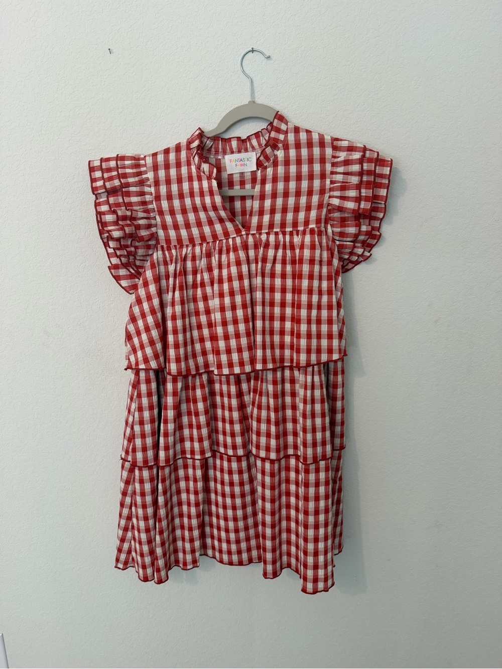 Fantastic Fawn Red and White Gingham Ruffle Dress